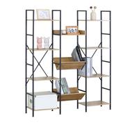 Estantería librería salón, comedor, oficina con 11 estantes en roble sonoma y negro 125x150x27 cm 150 cm