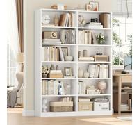Estantería - Librero - Mueble de almacenamiento - Estante de pared - Estantería alta - Madera maciza - Sistema antideslizante - Blanco