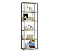 Estanteria loft con estantes de madera 60 cm negro 60 cm frente en color roble artisan 60x32x192 cmia