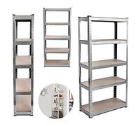 Estantería Metálica, 170 x 75 x 30 cm, Estantería Almacenamiento para Garaje, 5 Niveles Baldas de Metal Sin Pernos, Capacidad de 875kg, Para El Hogar, Taller, Supermercado, Cobertizo, Galvanizado
