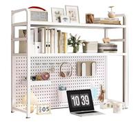 Estantería Metálica De Escritorio De 2 Niveles - Estantería De Sobremesa Para Ordenador, Organizador Estante Para Libros De Escritorio, Estante Expositor De Sobremesa(White,55cm)