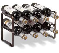 Estantería metálica modular Unyqoos® para 8 botellas de vino, en color bronce, resistente a la corrosión, ideal para bodegas, bares y cocinas