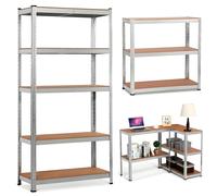 Estantería Mikomika con 5 Baldes - Capacidad de 875 kg, 183 cm de Altura, 91 cm de Ancho y 46 cm de Profundidad - Estructura de Acero Galvanizado, Perfecta para Cocina, Oficina, Garaje y Más (NAVE-001