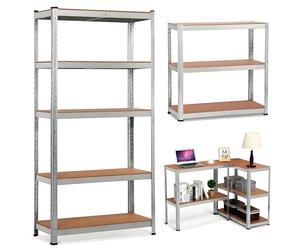 Estantería Mikomika con 5 Baldes - Capacidad de 875 kg, 183 cm de Altura, 91 cm de Ancho y 46 cm de Profundidad - Estructura de Acero Galvanizado, Perfecta para Cocina, Oficina, Garaje y Más (NAVE-001