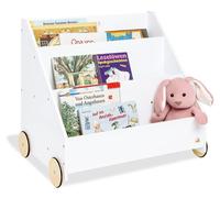 Estantería móvil para libros infantiles, modelo 'Lasse', color blanco, 65x42x57 cm