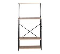 Estantería mueble auxiliar de cocina kiwa con 4 estantes roble cambrian y negro 76x123x40 cm