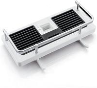 Estantería multifuncional sin punzón,Estantería de ducha elevable 2 en 1,estante telescópico de baño para barra de ducha,Estantería de ducha con gancho para accesorios de baño (White,Square,30*18mm)