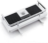 Estantería multifuncional sin punzón,Estantería de ducha elevable 2 en 1,estante telescópico de baño para barra de ducha,Estantería de ducha con gancho para accesorios de baño (White,Round,24-25mm)