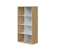 Habitdesign Estantería de cubos Noa – Acabado Roble Nodi y Blanco Artik – 137×71,5×33 cm