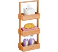 Estantería para baño - 3 estantes - 70 x 26 x 17 cm - De pie, para baño y cocina - Bambú y MDF - Color natural