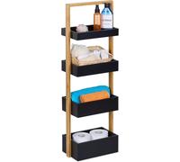 Estantería para baño - 4 niveles - 88 x 30 x 18 cm - Estante de pie para baño y cocina - Bambú - MDF - Natural -