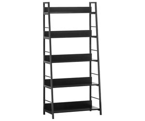 Estantería para biblioteca HOMCOM, estilo industrial inclinado, 5 niveles, 70L x 35l x 150H cm, color negro