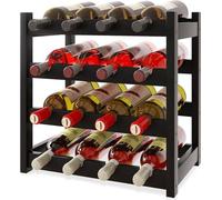 Estantería para botellas de vino Unyqoos® de bambú macizo, de pie, con 4 niveles para 16 botellas, diseño que ahorra espacio, ideal para cocina, bodega y bar. Incluye instrucciones de montaje. Color: 