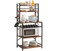 Estantería para cocina HBR003H. Estantería para cocina, estantería para panadería, estantería de pie con ganchos, estante para microondas con 6 niveles, estante para vinos, diseño industrial, multifun
