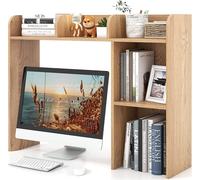 Estantería para escritorio, estante de mesa con 4 estantes y un compartimento abierto, sistema de almacenamiento, organizador de escritorio multifuncional, 94 x 25 x 74 cm (color natural)
