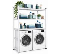 Estantería para lavadora Relaxdays, dimensiones (alto x ancho x profundidad): 180 x 130 x 40 cm, 3 estantes, capacidad de 600 kg, acero, MDF, sistema de ensamblaje, estantería de alta resistencia, col