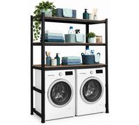 Estantería para lavadora Relaxdays, dimensiones (alto x ancho x profundidad): 180 x 130 x 40 cm, 3 estantes, capacidad de 600 kg, acero, MDF, sistema de ensamblaje, estantería, color /marrón