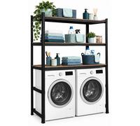 Estantería para lavadora Relaxdays, dimensiones (alto x ancho x profundidad): 180 x 130 x 60 cm, 3 estantes, capacidad de 600 kg, acero, MDF, sistema de ensamblaje, estantería, color /marrón
