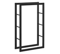 Estantería para leña And OutdoorMatch Jovico – Almacenamiento de leña – 80 x 25 x 100 cm – Negra – Acero con recubrimiento de polvo