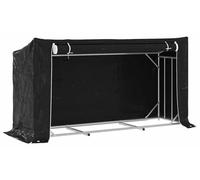 Estantería para leña con estructura de acero inoxidable y cubierta impermeable para proteger de la lluvia, dimensiones: 200,5 x 60,5 x 110,5 cm