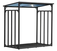 Estantería para leña con estructura de techo - 185 x 100 x 185 cm - Capacidad de 3,5 m³ - Estructura de acero