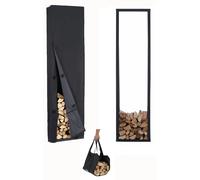 Estantería para leña Lendo Online con cubierta 50x25x196 cm negra