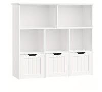 Estantería para libros - Estante para libros - Estante de pared - Mueble de almacenamiento - Mueble de almacenamiento móvil - Madera - 3 cajones - Con ruedas