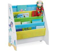 Estantería para libros infantiles - 4 compartimentos colgantes - Estampado de sirena - Estantería para niños - 71 x 62 x 29 cm - Multicolor
