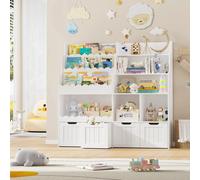 Estantería para libros infantiles - Armario de juguetes - Mueble de almacenamiento - Librero - Móvil para habitación infantil - Blanco