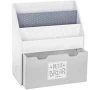 Estantería para libros infantiles Unyqoos® con caja de almacenamiento y ruedas – móvil, fabricada en MDF y tablero de fibra de madera, con espacio de almacenamiento para libros y juguetes
