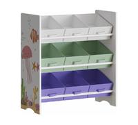 Estantería para niños boiro 9 cajas motivo aqua dream 60x62x30 cm multicolor [en.casa]