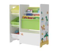 Estantería para niños vimianzo motivo dinosaurio aglomerado/tela 60 x 65 x 30 cm multicolor [en.casa]