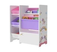 Estantería para niños vimianzo motivo unicornio aglomerado/tela 60 x 65 x 30 cm multicolor [en.casa]