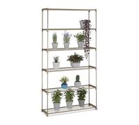 Estantería para Plantas Relaxdays, HxWxD: 174 x 91 x 28 cm, 6 estantes, Metal y plástico, marrón
