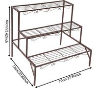 Estantería para plantas - Soporte para plantas de 3 niveles en forma de escalera - Metal - 70 x 58 x 60 cm - De pie, independiente - Requiere montaje - Color marrón