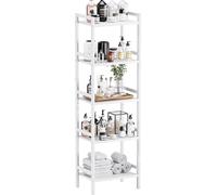 Estantería para plantas y libros, estantería de bambú con 5 estantes ajustables, estantería de pie grande para la cocina, soporte para plantas, color blanco
