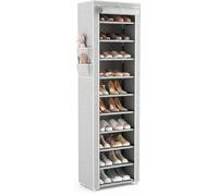 Estantería para zapatos Ibenzoa®: estrecha y alta, con 11 niveles, capacidad para 20-22 pares de zapatos, dimensiones 45x30x175 cm, tubos de metal de 13 mm con conectores de PP, funda de tela impermea