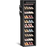 Estantería para zapatos Unyqoos®, diseño que ahorra espacio, con 10 niveles, capacidad para 20 pares de zapatos, incluye funda antipolvo, bolsillos laterales, estantes con altura ajustable y estructur