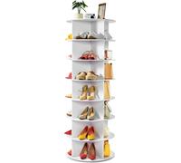 Estantería para zapatos VEVOR, armario para 28 pares de zapatos (7 niveles), giratorio 360°, almacenamiento de zapatos que ahorra espacio, zapatero para dormitorio, salón o recibidor, color blanco, 59