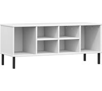 Estantería para zapatos vidaXL OSLO con patas de metal, color blanco, 106x35x45 cm, madera maciza