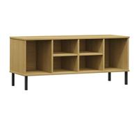 Estantería para zapatos vidaXL OSLO con patas de metal, color marrón, 106x35x45 cm, madera maciza