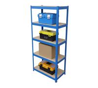 Estantería Pesada Relaxdays, 180 x 60 x 30 cm, Carga 500 kg, 5 Niveles, estantería para sótano, Azul.