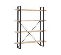Estantería Plank 4 estantes metal 180x150x30 cm Adec Black/oak
