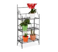 Relaxdays Estantería metálica plegable para flores negro