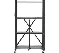 Estantería plegable de 4 niveles con ruedas, de metal, con dimensiones de 66 x 33 x 117 centímetros