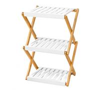 Estantería Plegable de Bambú 3 Niveles con Estantes Blancos 37,5×28×63,5 cm