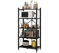 Estantería plegable para cocina y almacenamiento sobre ruedas – 5 estantes, estilo LOFT | Color: | Tamaño: 163x72x34