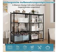 Estantería plegable resistente, con 4 niveles, tipo torre, con ruedas bloqueables, color , 71 x 34 x 126 cm