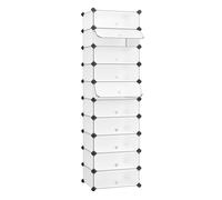 SONGMICS Zapatero, Entrada recibidor, Modular, 10 Compartimentos, Puerta | Estantería de Plástico, Cajas DIY, con Martillo, Blanco, Colección DAMION LPC10W