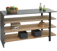 Estantería Regal HWC-L75, ideal para libros, zapatos o como aparador lateral, fabricada en madera maciza con estilo industrial. Dimensiones: 72 x 119 x 40 cm. Acabado: color natural con detalles de as